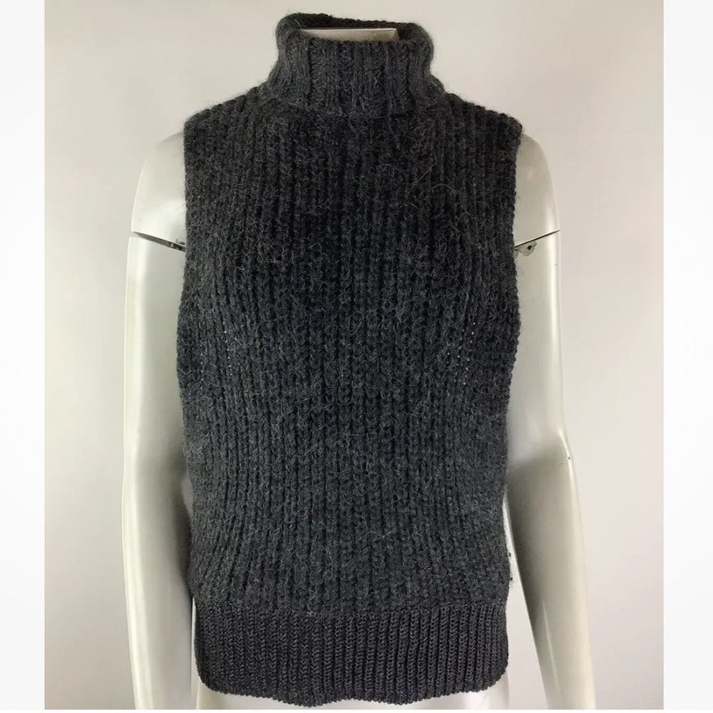 Kate Spade Saturday Sz S Sleeveless Side Slit Sweater Gray Wool Alpaca Blend